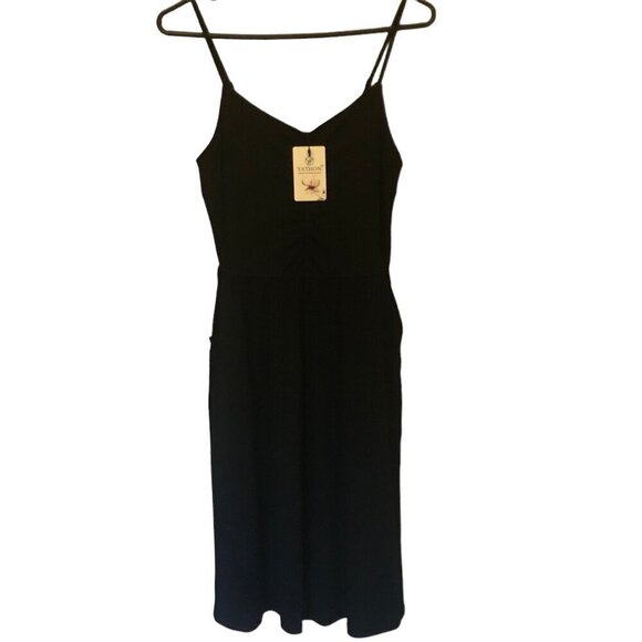 NWT Yathon spaghetti-strap black dress w/ pockets sz S - Picture 6 of 15